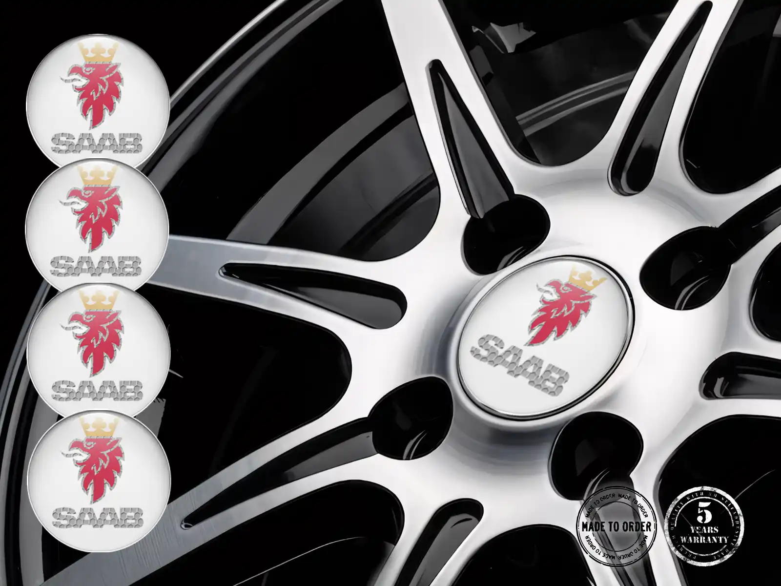 Saab Silikonsticker Design Upgrade für Radplaketten